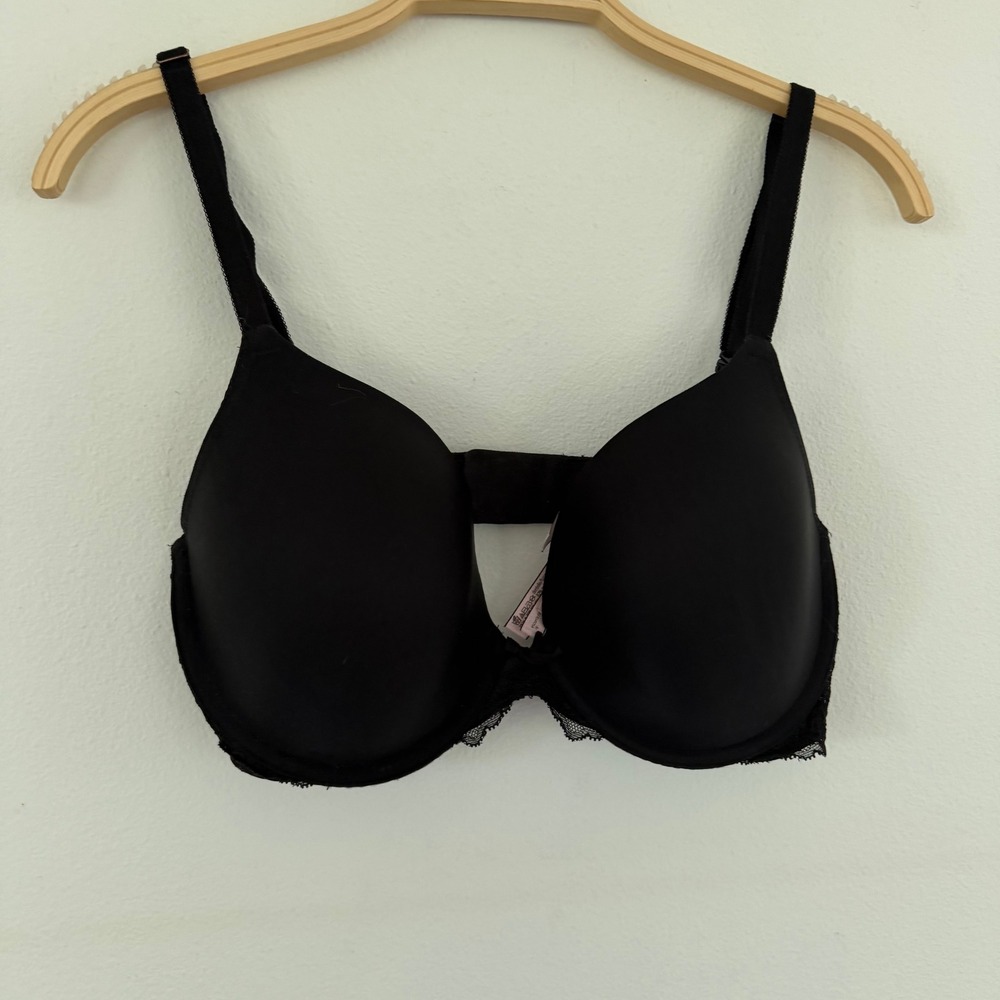 Victorias Secret Dream Angels Perfect Coverage Bra Black Lace 34DD 817096-QB4